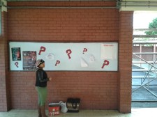 Got questions? Search for answers--our marketing campaign at the school. We posted red question marks throughout the school.